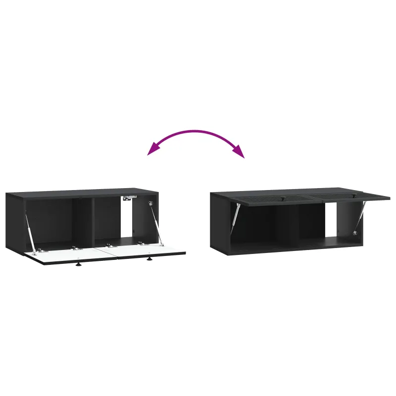 Sieninė TV spintelė Juoda 78,5 x 31 x 30 cm Apdirbta mediena