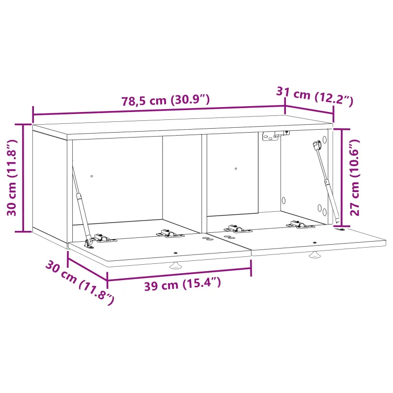 Sieninė TV spintelė Juoda 78,5 x 31 x 30 cm Apdirbta mediena