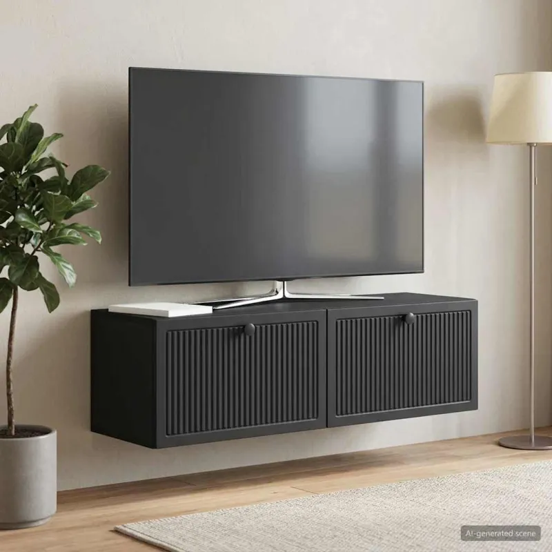 Sieninė TV spintelė Juoda 98 x 31 x 30 cm Apdirbta mediena