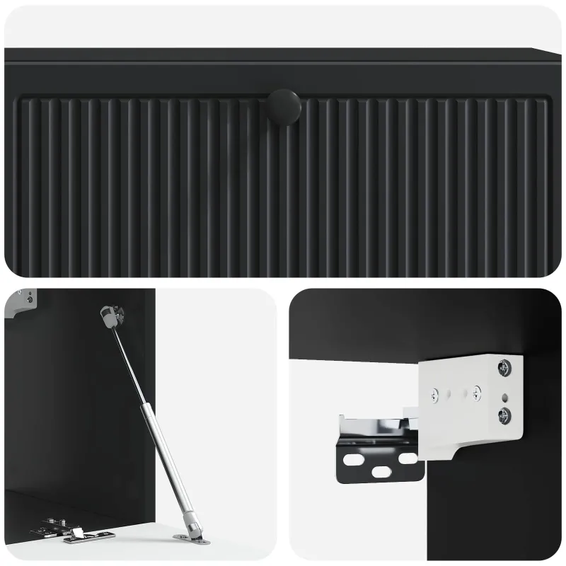 Sieninė TV spintelė Juoda 98 x 31 x 30 cm Apdirbta mediena