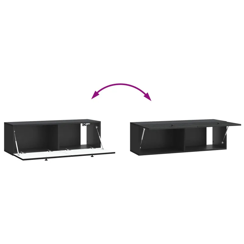 Sieninė TV spintelė Juoda 98 x 31 x 30 cm Apdirbta mediena
