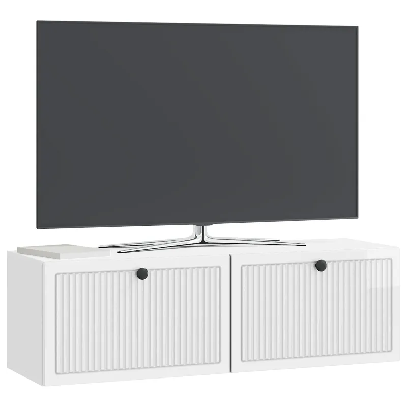 Sieninė TV spintelė Itin blizgi balta 98 x 31 x 30 cm