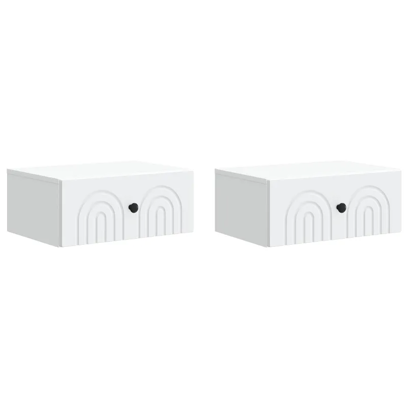 Sieninis naktinis staliukas 2 pcs Balta 49 x 34,5 x 20 cm