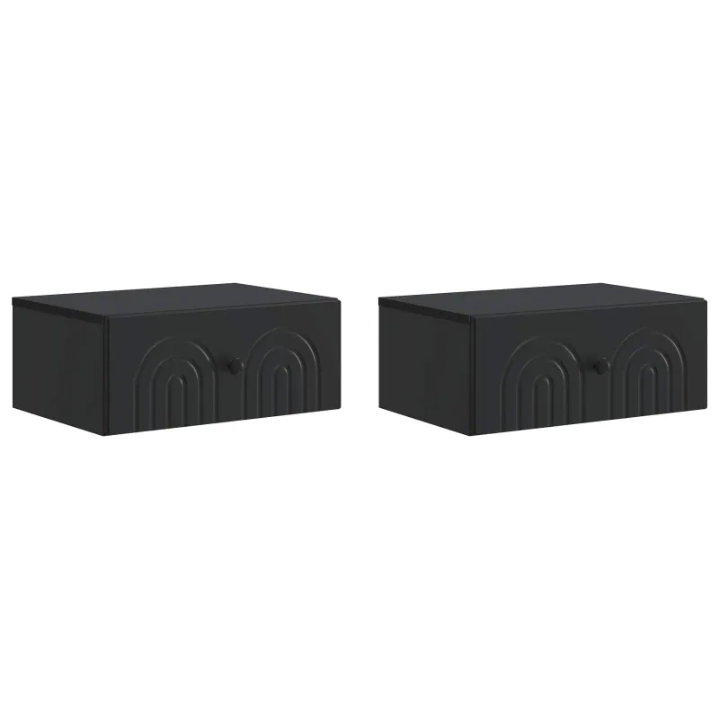 Sieninis naktinis staliukas 2 pcs Juoda 49 x 34,5 x 20 cm