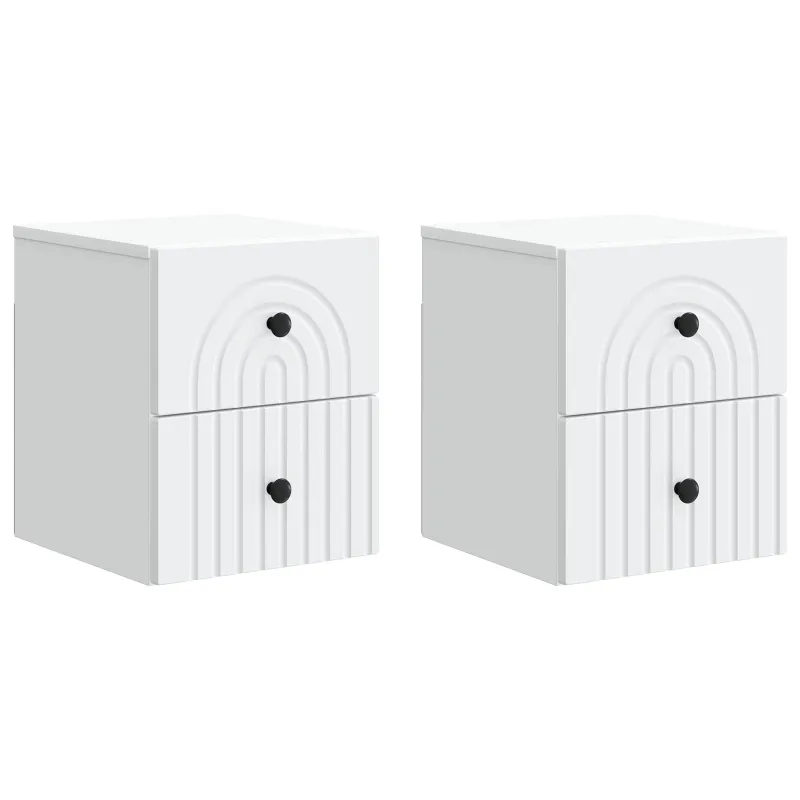 Sieninis naktinis staliukas 2 pcs Balta 33 x 34,5 x 40 cm
