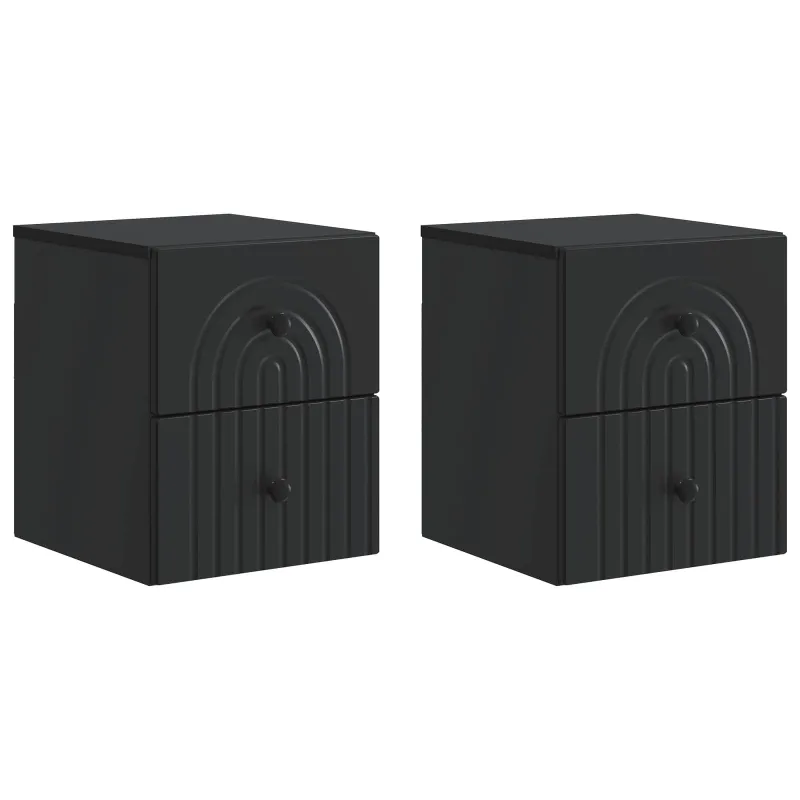 Sieninis naktinis staliukas 2 pcs Juoda 33 x 34,5 x 40 cm