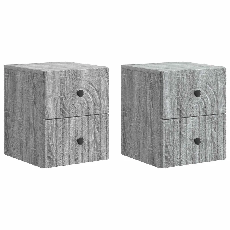 Sieninis naktinis staliukas 2 pcs Pilka sonoma ąžuolo