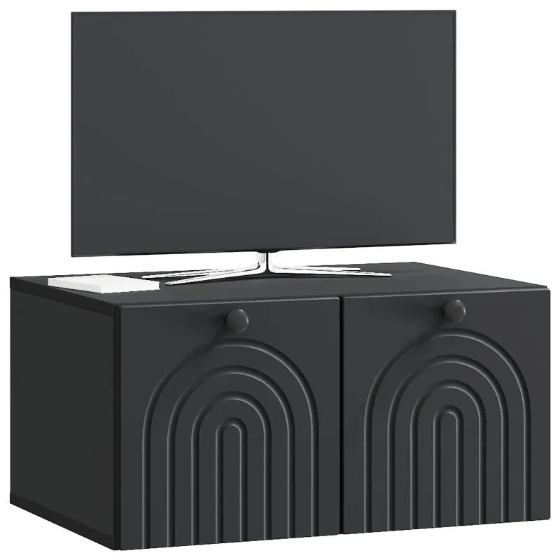 Sieninė TV spintelė Juoda 59,5 x 41 x 30 cm Apdirbta mediena