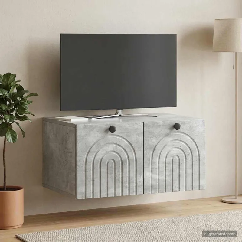 Sieninė TV spintelė Betono pilka 59,5 x 41 x 30 cm