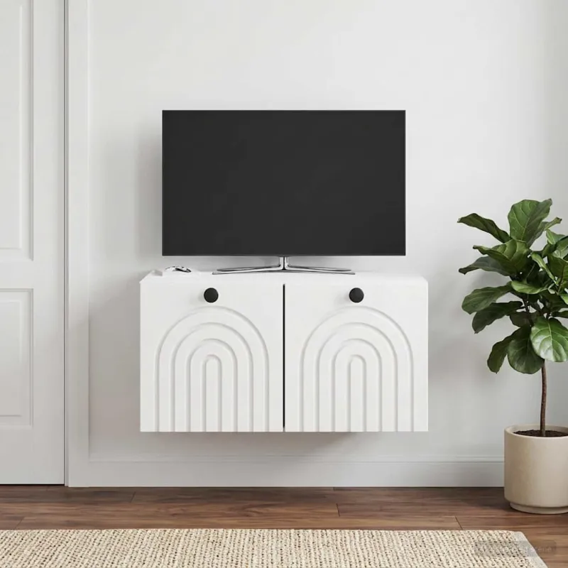 Sieninė TV spintelė Itin blizgi balta 59,5 x 41 x 30 cm