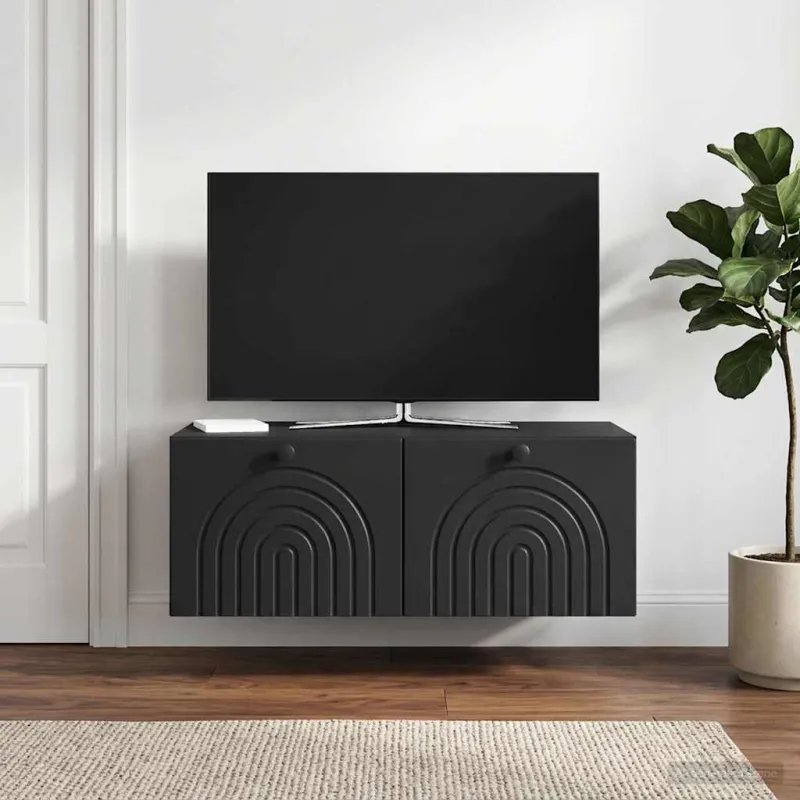 Sieninė TV spintelė Juoda 78,5 x 41 x 30 cm Apdirbta mediena