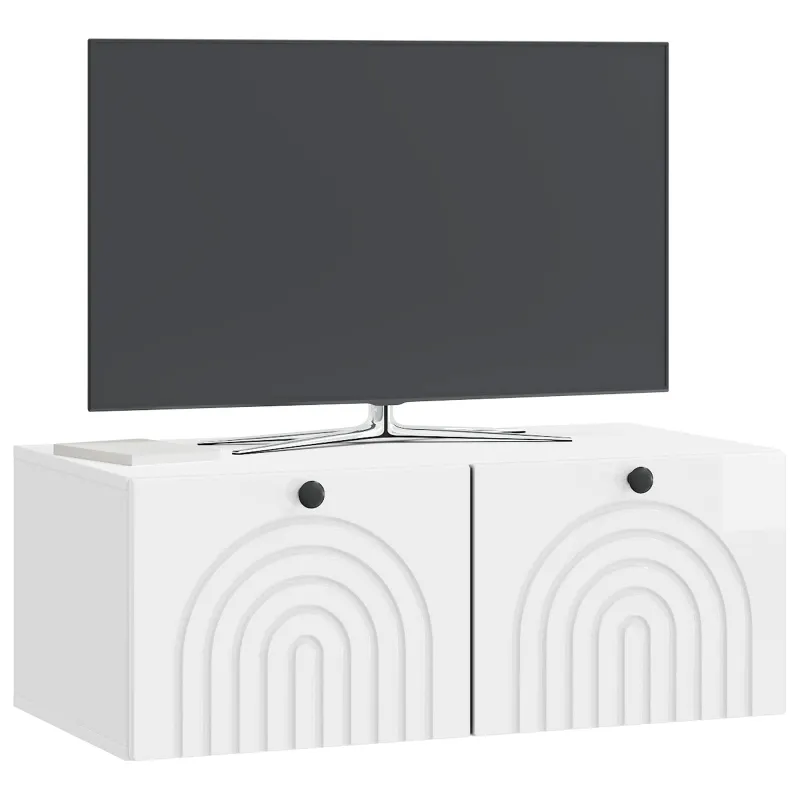 Sieninė TV spintelė Itin blizgi balta 78,5 x 41 x 30 cm