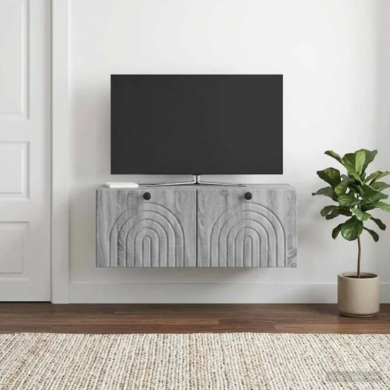 Sieninė TV spintelė Pilka sonoma ąžuolo 78,5 x 41 x 30 cm