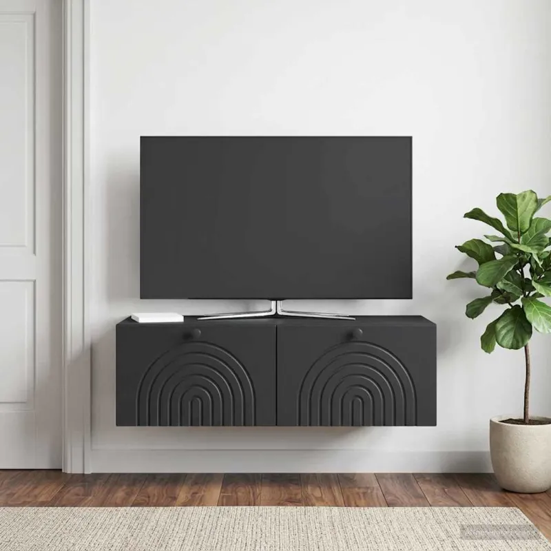 Sieninė TV spintelė Juoda 99 x 41 x 30 cm Apdirbta mediena