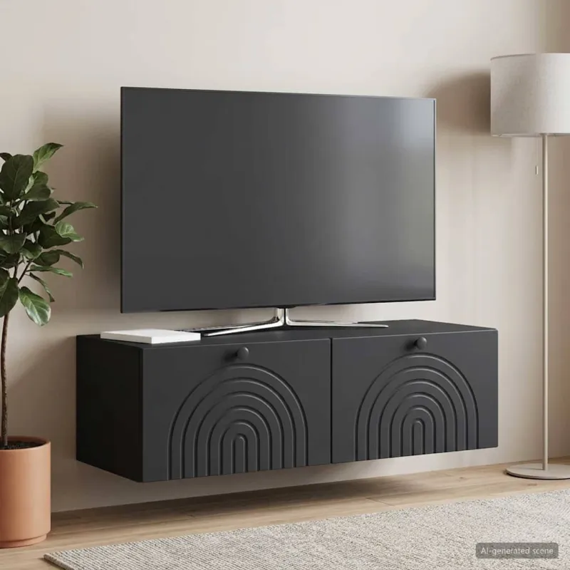 Sieninė TV spintelė Juoda 99 x 41 x 30 cm Apdirbta mediena