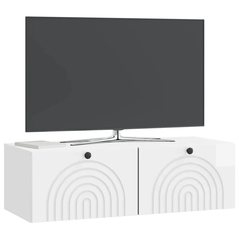 Sieninė TV spintelė Itin blizgi balta 98 x 41 x 30 cm
