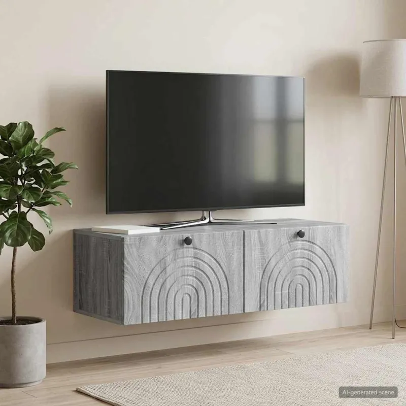 Sieninė TV spintelė Pilka sonoma ąžuolo 99 x 41 x 30 cm