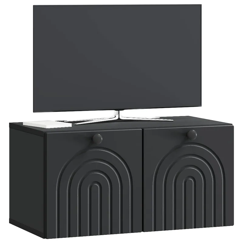 Sieninė TV spintelė Juoda 59,5 x 31 x 30 cm Apdirbta mediena