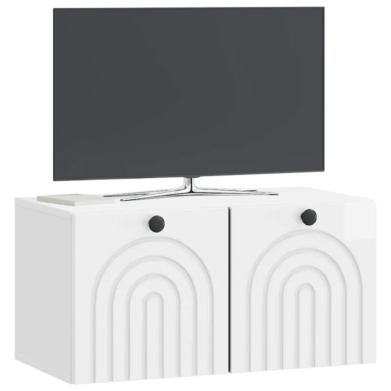 Sieninė TV spintelė Itin blizgi balta 59,5 x 31 x 30 cm