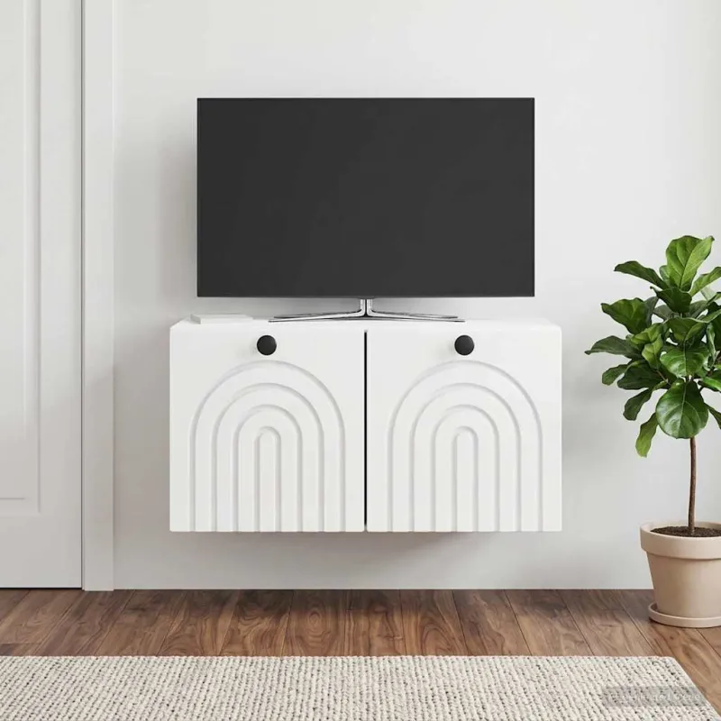 Sieninė TV spintelė Itin blizgi balta 59,5 x 31 x 30 cm