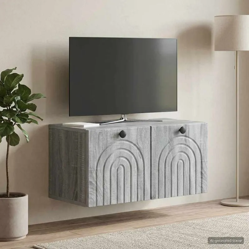 Sieninė TV spintelė Pilka sonoma ąžuolo 59,5 x 31 x 30 cm
