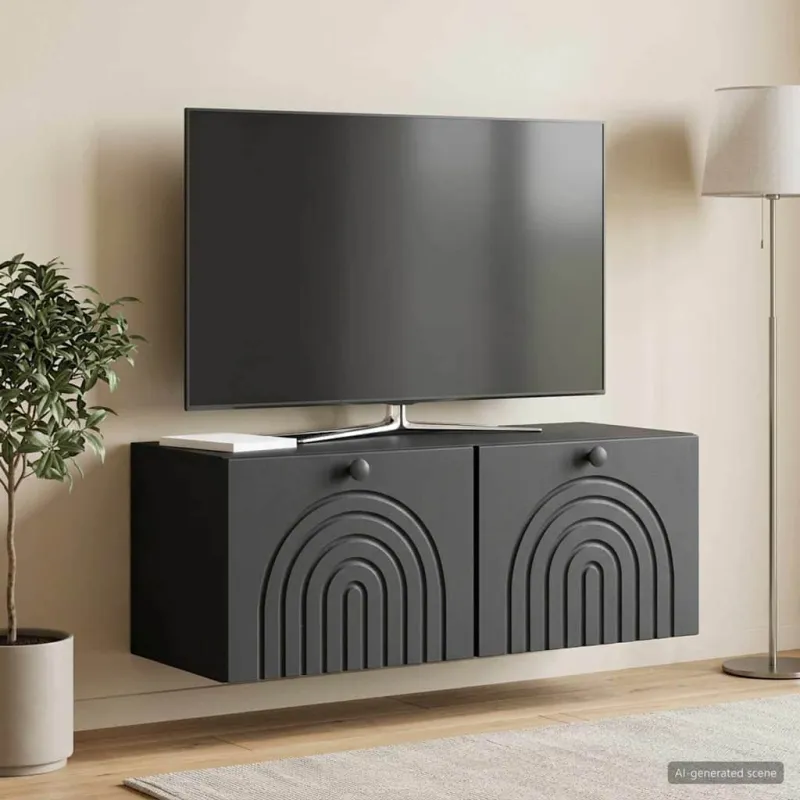 Sieninė TV spintelė Juoda 78,5 x 31 x 30 cm Apdirbta mediena