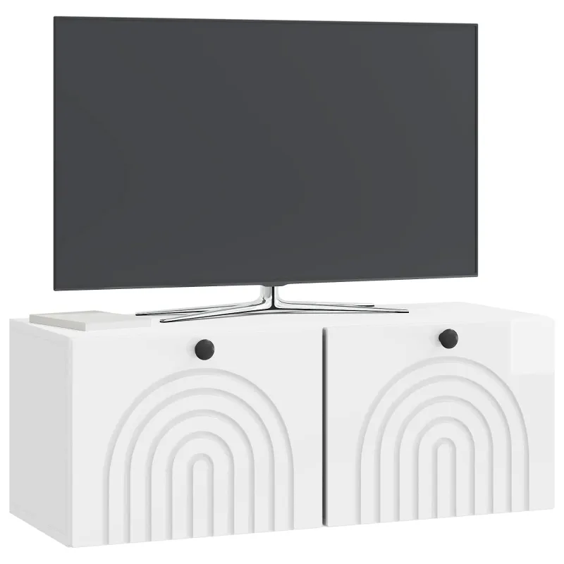 Sieninė TV spintelė Itin blizgi balta 78,5 x 31 x 30 cm