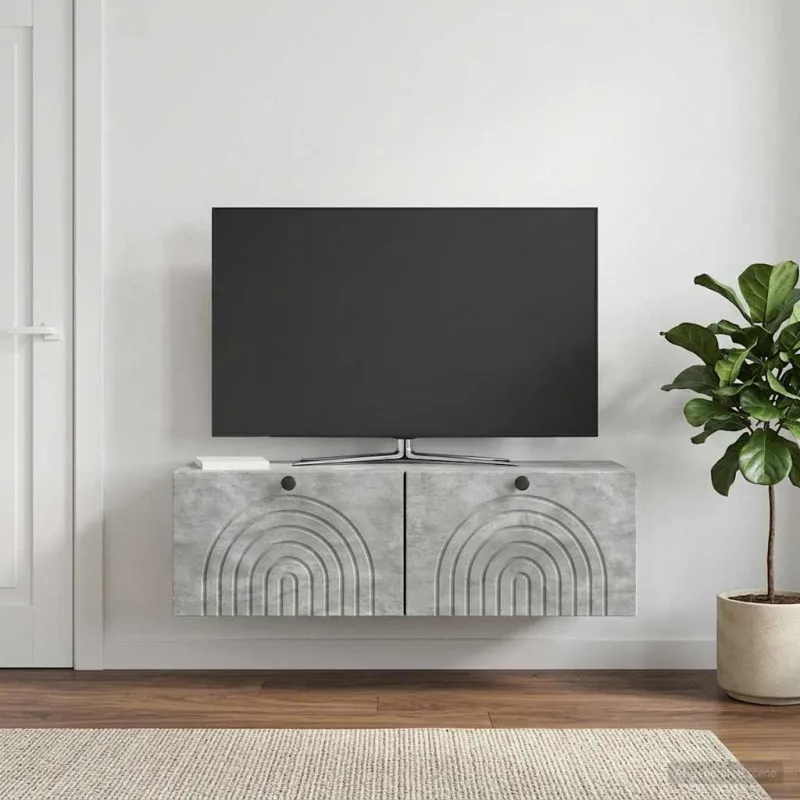 Sieninė TV spintelė Betono pilka 98 x 31 x 30 cm