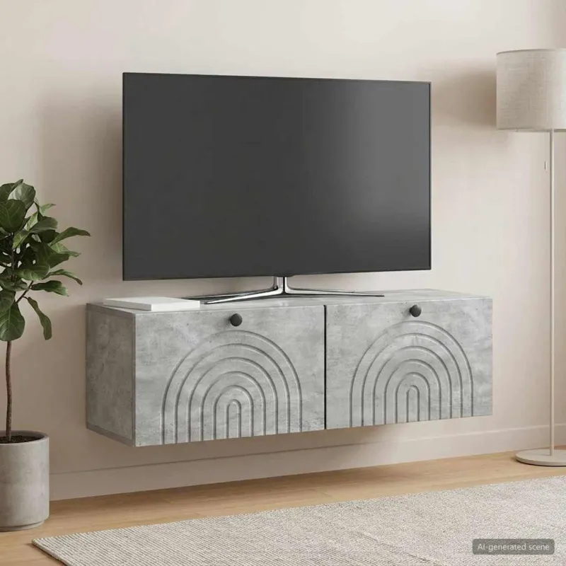 Sieninė TV spintelė Betono pilka 98 x 31 x 30 cm