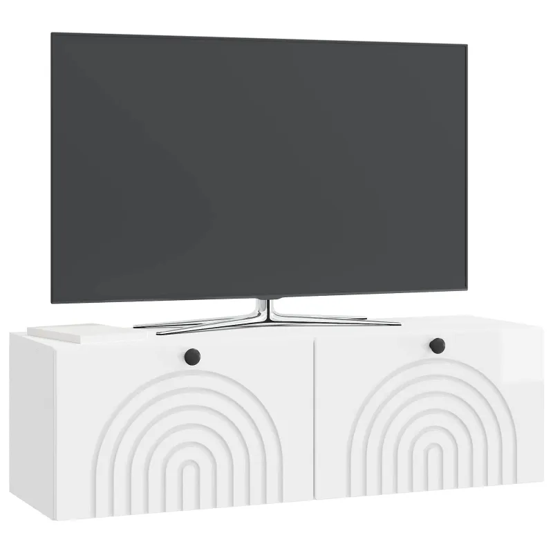 Sieninė TV spintelė Itin blizgi balta 98 x 31 x 30 cm