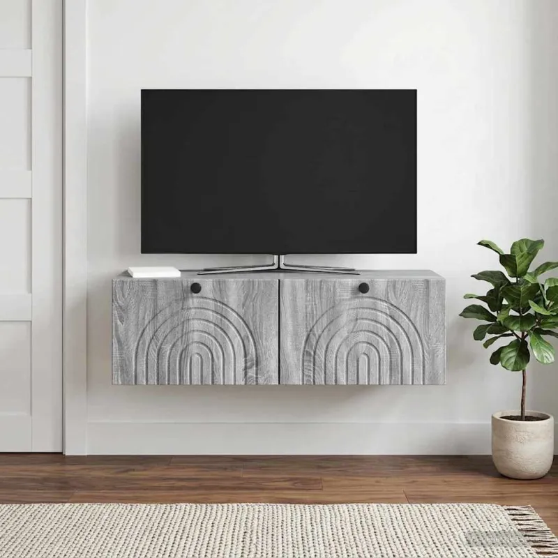 Sieninė TV spintelė Pilka sonoma ąžuolo 98 x 31 x 30 cm