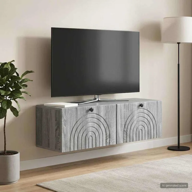 Sieninė TV spintelė Pilka sonoma ąžuolo 98 x 31 x 30 cm