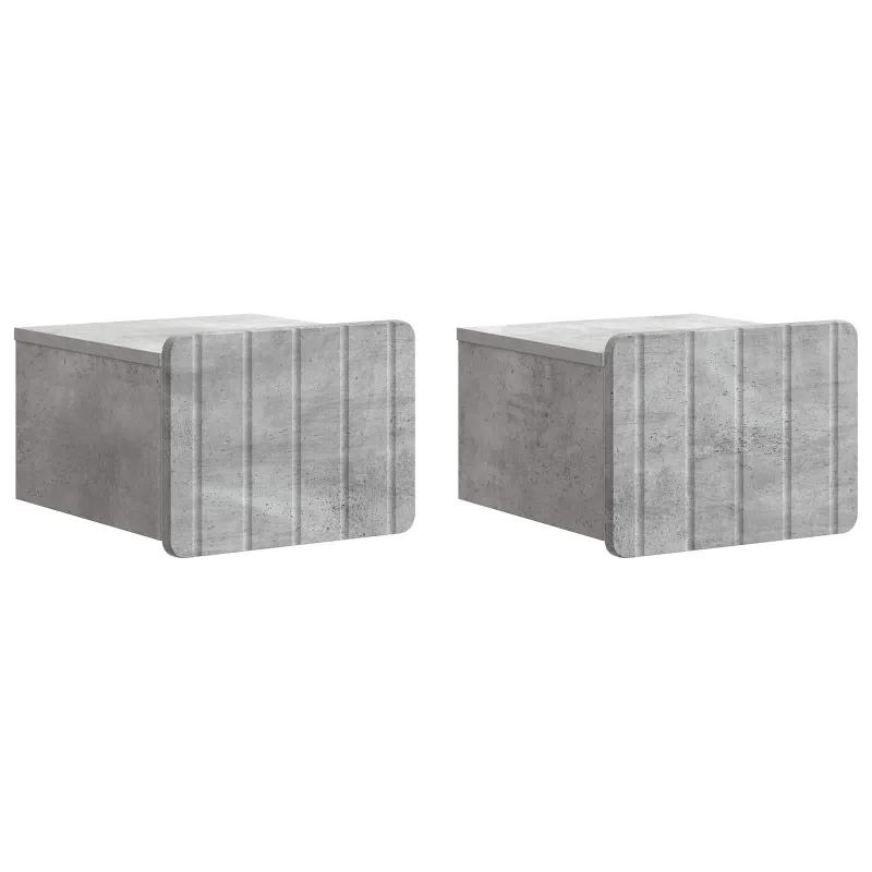 Sieninis naktinis staliukas 2 pcs Betono pilka Apdirbta mediena