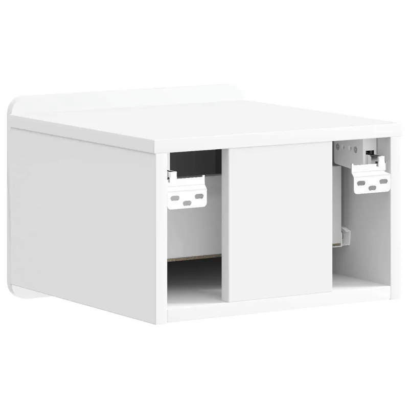 Sieninis naktinis staliukas su stalčių 2 pcs Itin blizgi balta