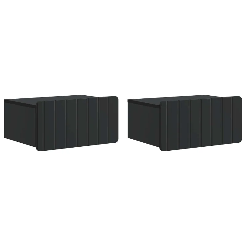 Sieninis naktinis staliukas 2 pcs Juoda 49 x 34,5 x 24 cm
