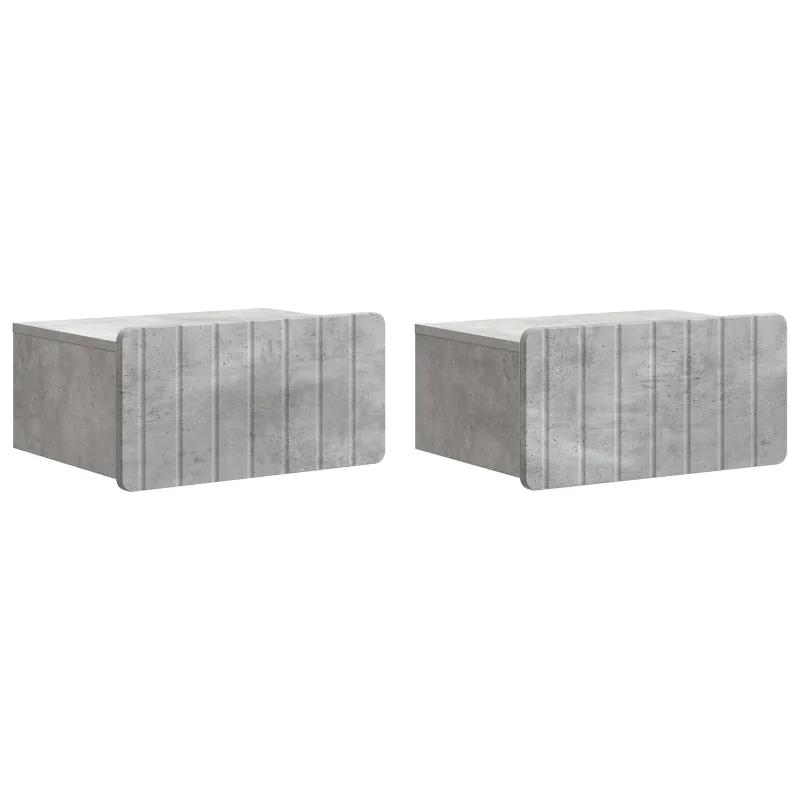 Sieninis naktinis staliukas 2 pcs Betono pilka Apdirbta mediena