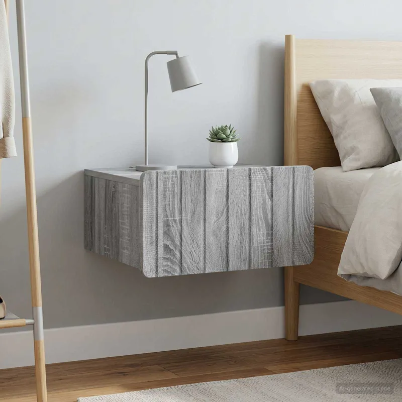 Sieninis naktinis staliukas 2 pcs Pilka sonoma ąžuolo
