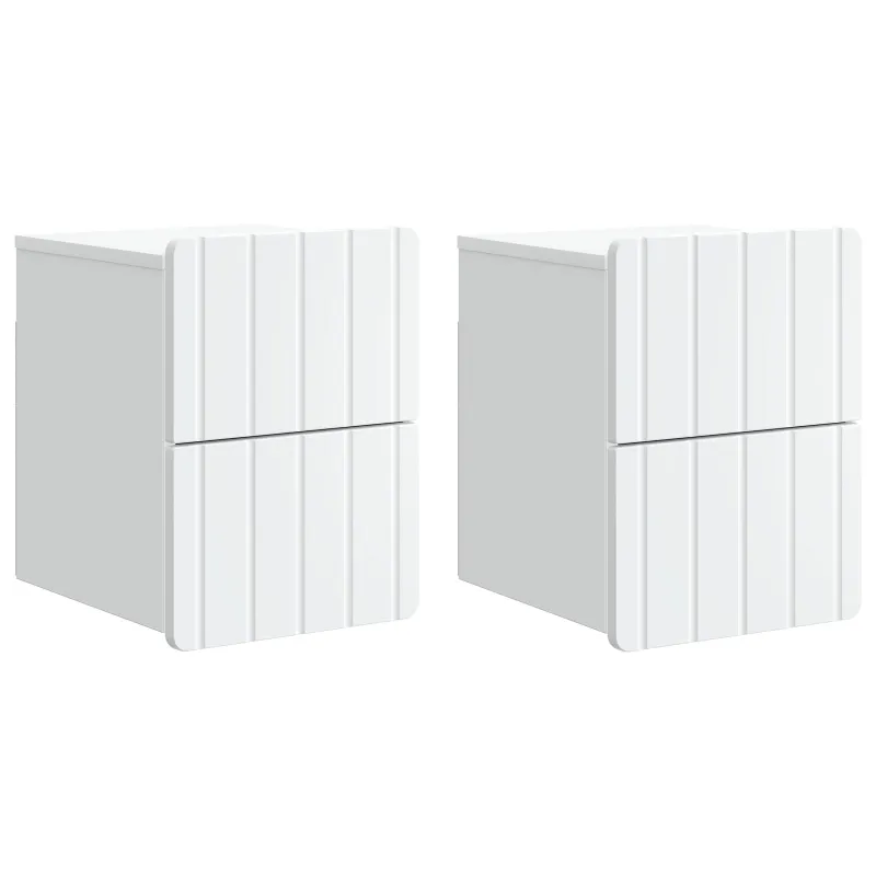 Sieninis naktinis staliukas 2 pcs Balta 33 x 34,5 x 43 cm