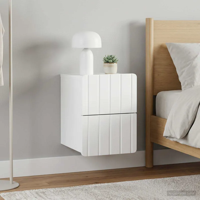 Sieninis naktinis staliukas 2 pcs Balta 33 x 34,5 x 43 cm