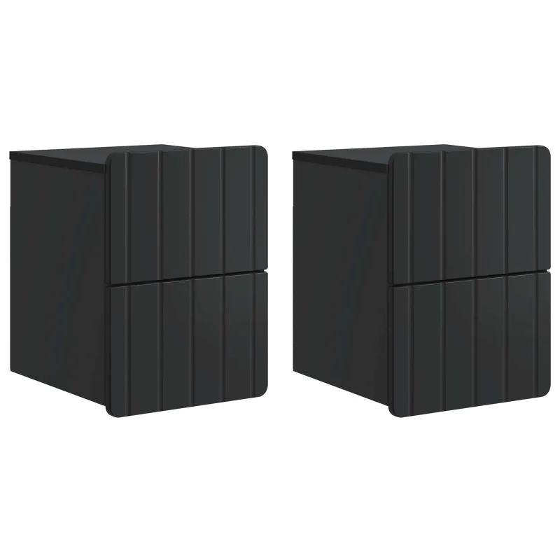 Sieninis naktinis staliukas 2 pcs Juoda 33 x 34,5 x 43 cm