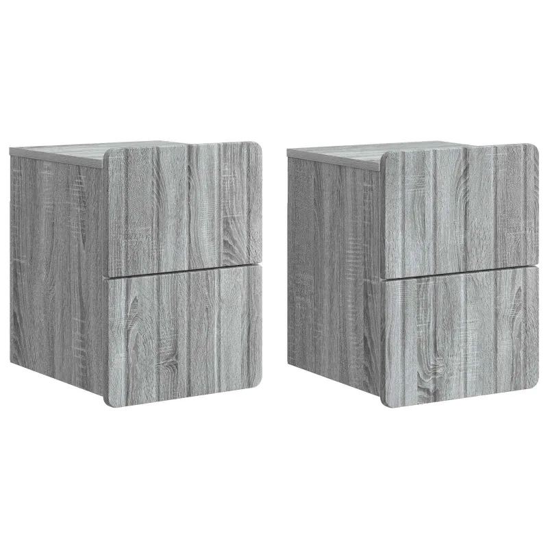 Sieninis naktinis staliukas 2 pcs Pilka sonoma ąžuolo