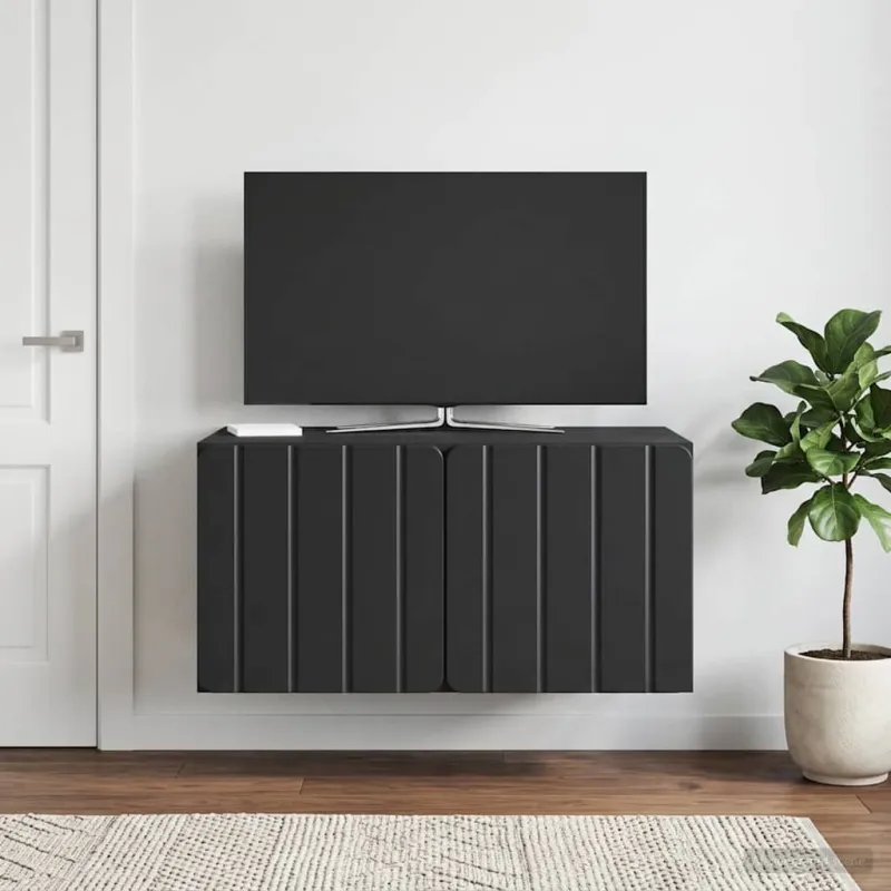 Sieninė TV spintelė Juoda 59,5 x 41 x 30 cm Apdirbta mediena