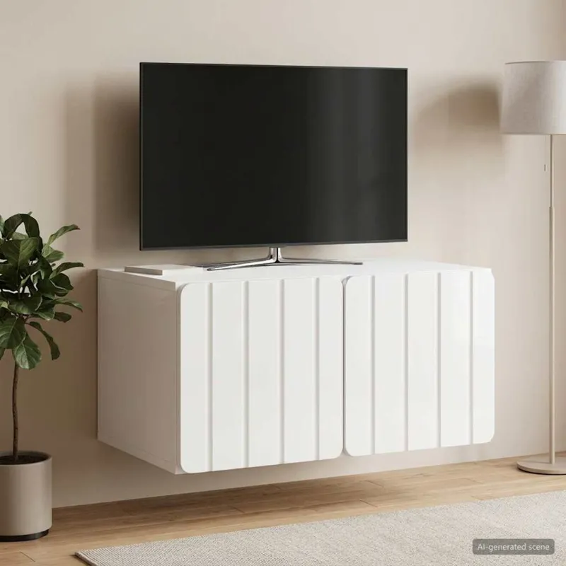Sieninė TV spintelė Itin blizgi balta 59,5 x 41 x 30 cm