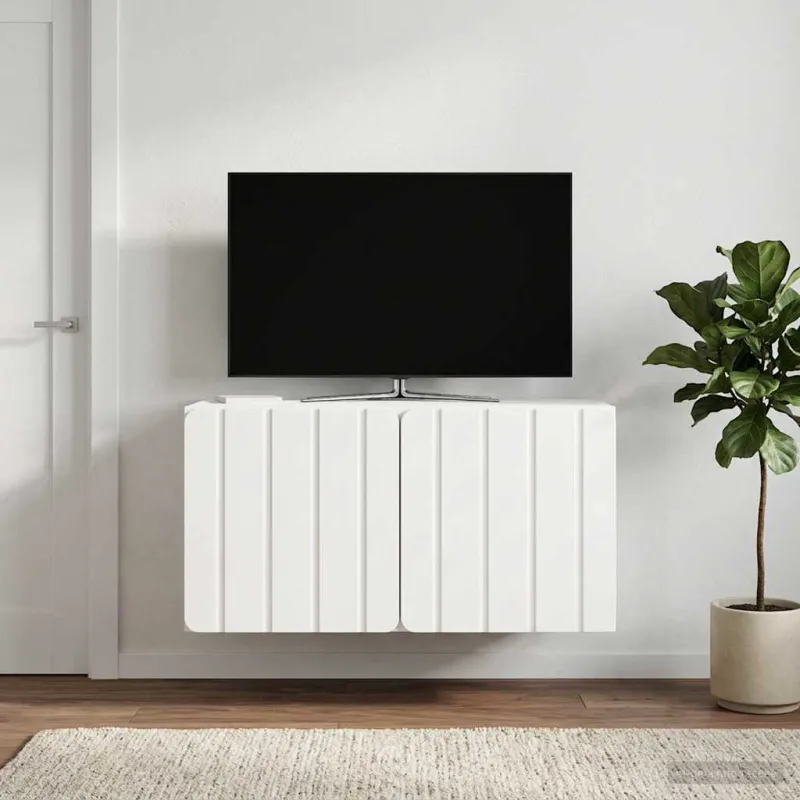 Sieninė TV spintelė Itin blizgi balta 59,5 x 41 x 30 cm