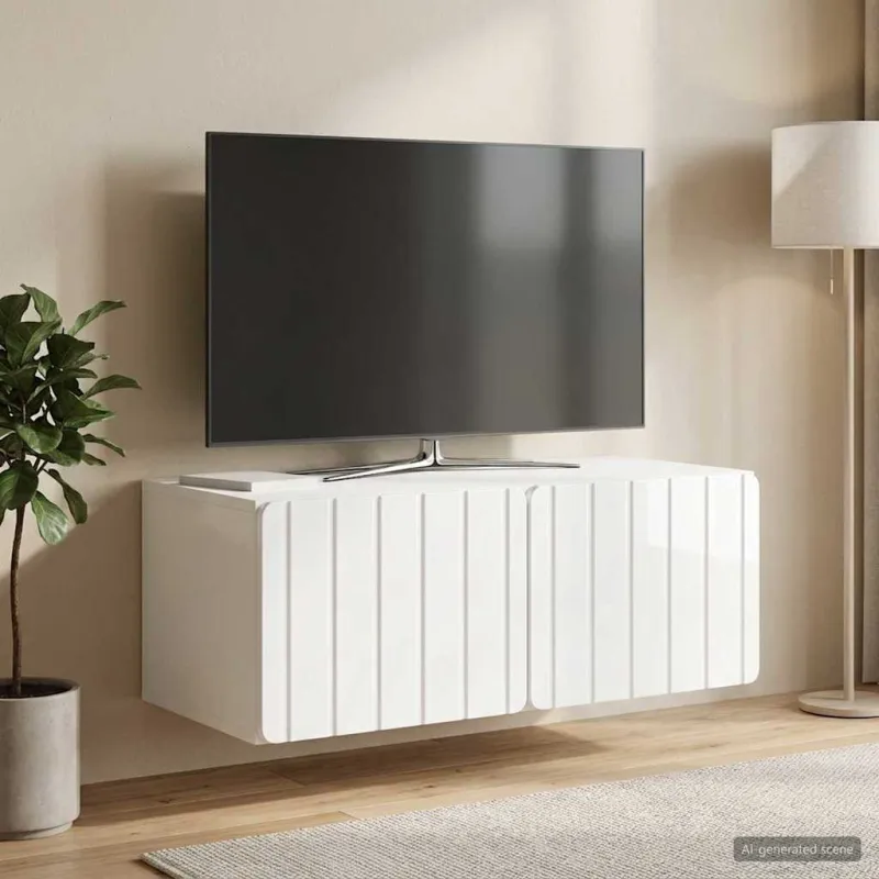 Sieninė TV spintelė Itin blizgi balta 78,5 x 41 x 30 cm