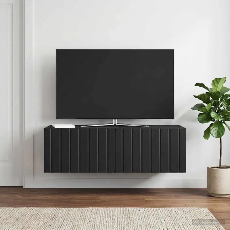 Sieninė TV spintelė Juoda 98 x 41 x 30 cm Apdirbta mediena