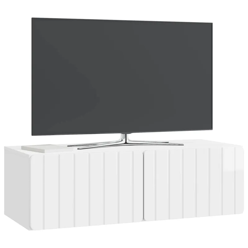 Sieninė TV spintelė Itin blizgi balta 98 x 41 x 30 cm