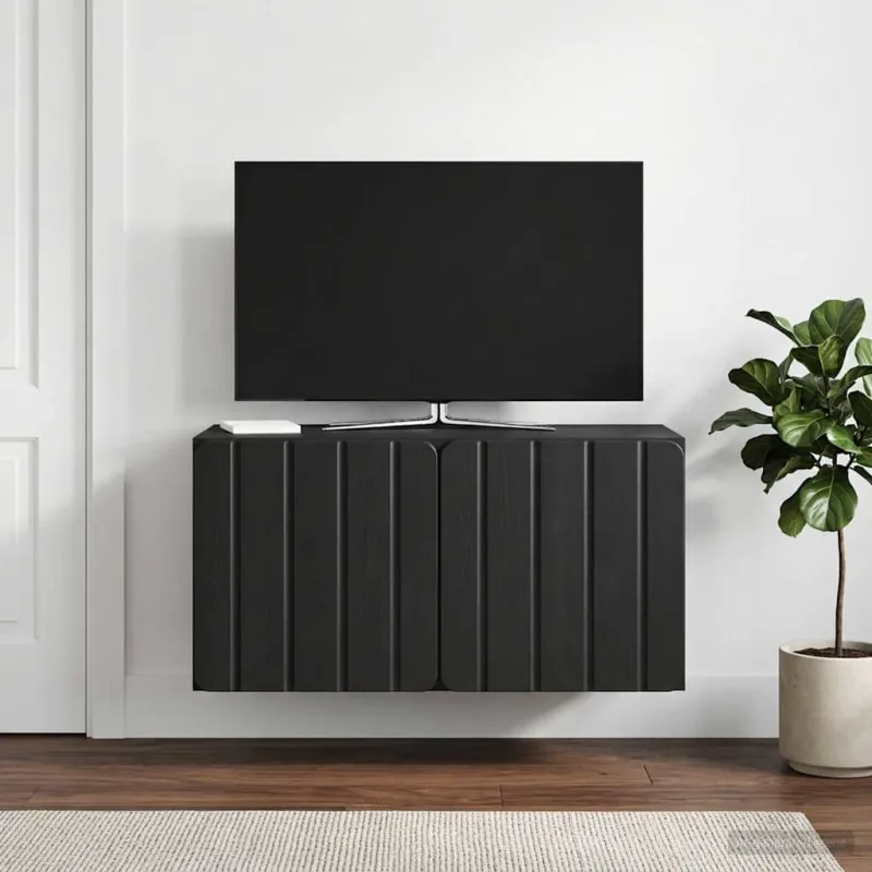 Sieninė TV spintelė Juoda 59,5 x 31 x 30 cm Apdirbta mediena