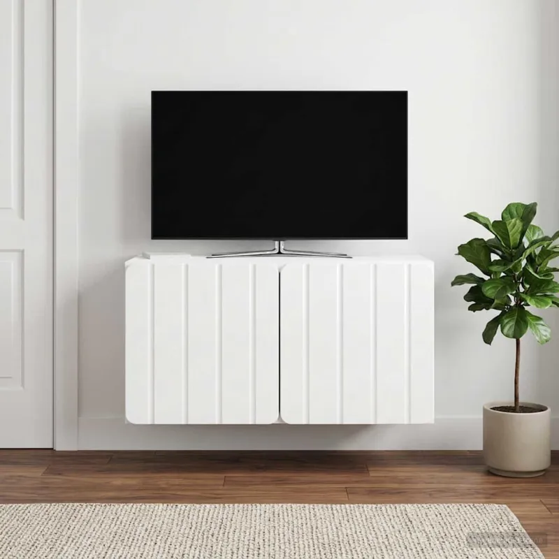 Sieninė TV spintelė Itin blizgi balta 59,5 x 31 x 30 cm