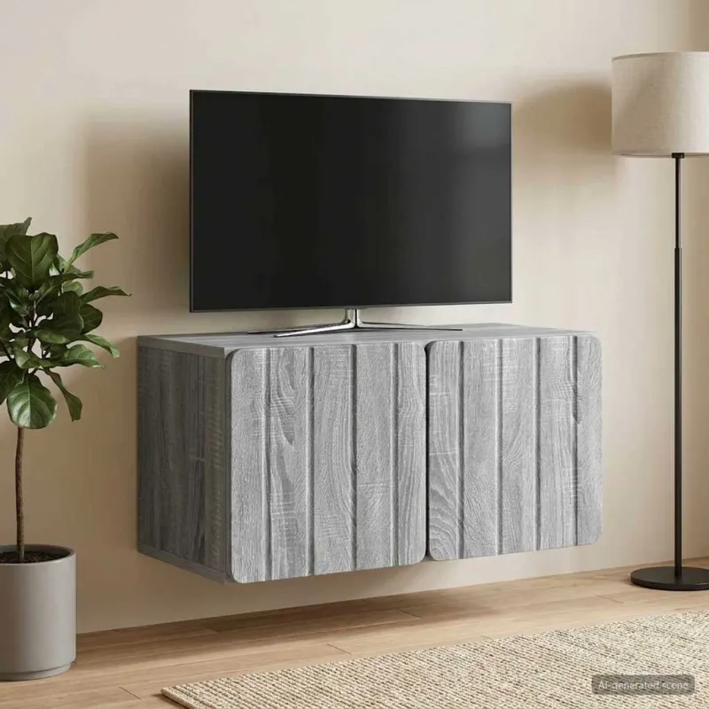 Sieninė TV spintelė Pilka sonoma ąžuolo 59,5 x 31 x 30 cm